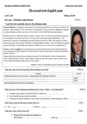English Worksheet: second term exam