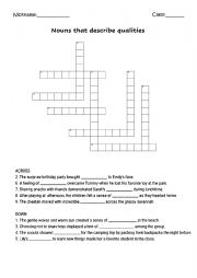 English Worksheet: Nouns that describe qualities