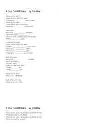 English Worksheet: A sky full of stars-Coldplay