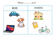 English Worksheet: whose .... is it? His Her