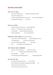 English Worksheet: One word here, four there