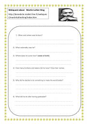 English Worksheet: Martin Luther King webquest