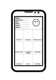 All about me activity - design your own mobile phone