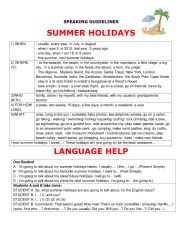 English Worksheet: SUMMER HOLIDAYS - guided speaking