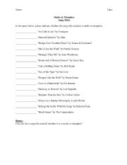 English Worksheet: Simile & Metaphor--Popular Song Titles 