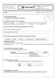 English Worksheet: Mid term test 1 fourth form secondary school 