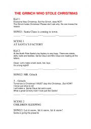 English Worksheet: The Grinch who stole Christmas Play script 