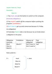 English Worksheet: obligation