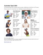 English Worksheet: Australian Open 2024
