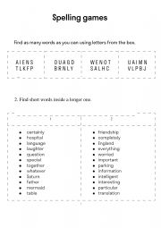 English Worksheet: Spelling game