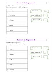 Pairwork - spelling words