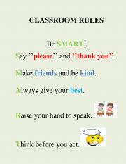 English Worksheet: CLASSROOM RULES