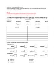 English Worksheet: Year 6 - UK Synonyms and Antonyms