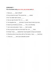 English Worksheet: Present perfect gap fill exercise