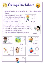 feelings matching worksheet