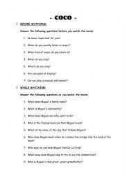 Coco worksheet