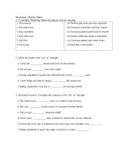 English Worksheet: Healthy habits