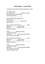 English Worksheet: Ricky Nelson - Travelin Man
