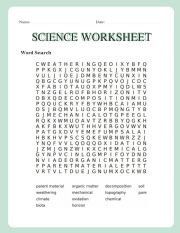 Science Worksheet - Weathering & Soil