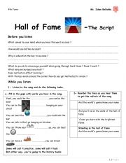 English Worksheet: Hall of Fame by the script 