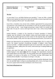 English Worksheet: End-Term Test 3rd form