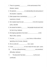 English Worksheet: Word formation