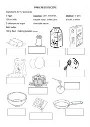 English Worksheet: PANCAKE RECIPE