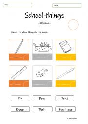 English Worksheet: school things