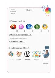 English Worksheet: English test inside out