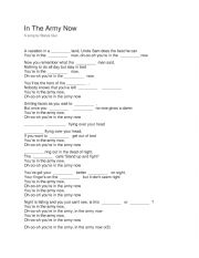 English Worksheet: In the Army Now - gapped lyrics