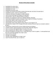 English Worksheet: Narrative Writing Checklist