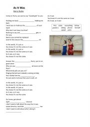 English Worksheet: As it was - Harry Styles song activity