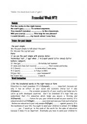 English Worksheet: remedial work