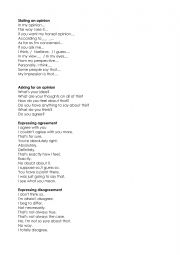 English Worksheet: Speaking lesson. Express your opinion. 
