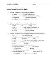 English Worksheet: present simple and present continuous