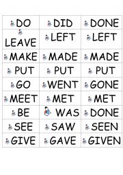 English Worksheet: Irregular verbs - cards