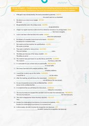 English Worksheet: Use of English  key word transformation