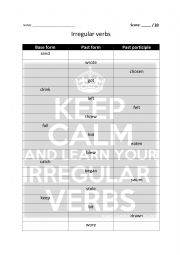 Irregular verbs test