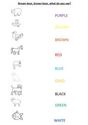 English Worksheet: Brown bear story- colours matching