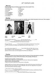 English Worksheet: 20TH CENTURY LIVES
