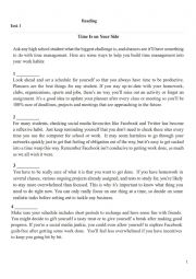 English Worksheet: English Test Upper Intermediate Level Reading part
