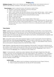 English Worksheet: Poetry - type of poems