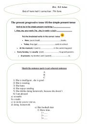 test correction 7th form end of term test 1