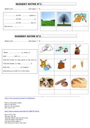 English Worksheet: nursery rhymes ( weather)