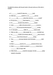English Worksheet: Past simple x Past continuous