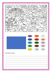 English Worksheet: colour by number level 2-3