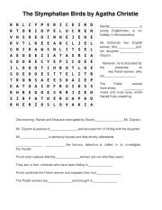 English Worksheet: Wordsearch The Stymphalian Birds by Agatha Christie