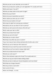 English Worksheet: Questions to practise home and house vocabulary from B1 wordlist