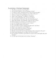 English Worksheet: learning a foreign language