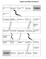 English Worksheet: SUBJECT AND OBJECT QUESTIONS BOARD GAME